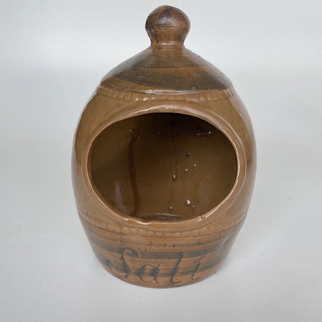 CANNISTER, Stoneware or Pottery Salt Cellar